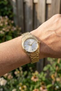 Slazenger 32mm Çelik Kasa, Altın Renk Kordon, Gümüş Kadran Kadın Kol Saati