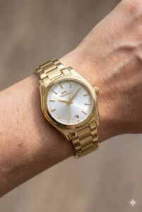 Slazenger 32mm Çelik Kasa, Altın Renk Kordon, Gümüş Kadran Kadın Kol Saati