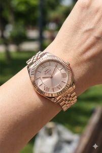Slazenger Rose Gold Kadın Kol Saati | 36mm Rose Gold Çelik Kasa ve Çelik Kordon, 5 ATM