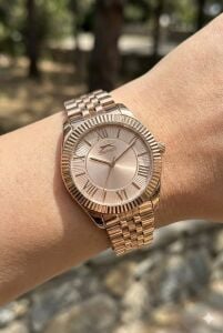 Slazenger Rose Gold Kadın Kol Saati | 36mm Rose Gold Çelik Kasa ve Çelik Kordon, 5 ATM