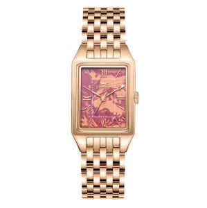 Slazenger Pembe Altın Renk Kadın Kol Saati | 22mm Rose Gold Kasa, Çelik Kordon, Desenli Kadran
