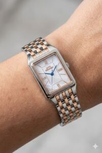 Slazenger 22mm Dikdörtgen Kasa Kadın Kol Saati |  Gümüş & Rose Gold Renk Çelik Kordon, 5ATM