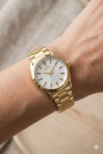 Slazenger Kadın Kol Saati | 30mm, Altın Renk Çelik Kordon, Mineral Cam, 5ATM