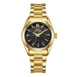 Slazenger Siyah Kadran Kadın Kol Saati | 30mm, Gold Çelik Kasan ve Kordon, 5 ATM