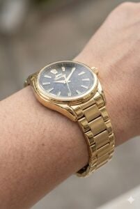 Slazenger Siyah Kadran Kadın Kol Saati | 30mm, Gold Çelik Kasan ve Kordon, 5 ATM