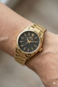 Slazenger Siyah Kadran Kadın Kol Saati | 30mm, Gold Çelik Kasan ve Kordon, 5 ATM