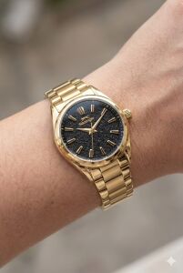 Slazenger Siyah Kadran Kadın Kol Saati | 30mm, Gold Çelik Kasan ve Kordon, 5 ATM