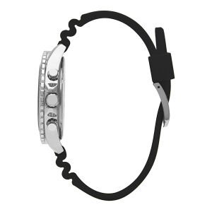 Slazenger 44mm Gümüş Kasa, Siyah Silikon Kordon, Multifonksiyon, Spor Erkek Kol Saati