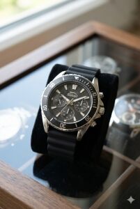 Slazenger 44mm Gümüş Kasa, Siyah Silikon Kordon, Multifonksiyon, Spor Erkek Kol Saati