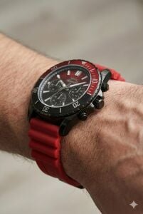 Slazenger Kırmız Renk Spor Erkek Kol Saati | 44mm Siyah Kasa, Kırmızı Silikon Kordon, Multifonksiyon