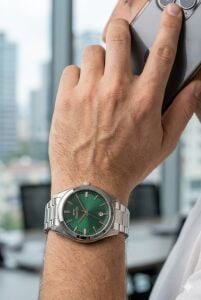 Slazenger 42mm Çelik Kasa Erkek Kol Saati | Gümüş Çelik Kordon, Yeşil Kadran, Takvimli