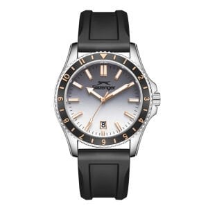 Slazenger 42mm Çelik Kasalı Erkek Kol Saati | Siyah Silikon Kordon, Takvimli, 5 ATM