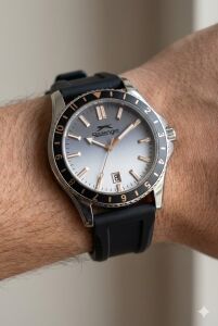 Slazenger 42mm Çelik Kasalı Erkek Kol Saati | Siyah Silikon Kordon, Takvimli, 5 ATM