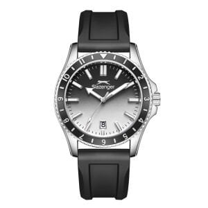 Slazenger 42mm Spor Erkek Kol Saati | Siyah Silikon Kordon, Mineral Cam, Takvimli, 5 ATM