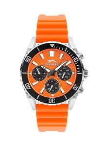 Slazenger 44mm Spor Kol Saati | Turuncu Silikon Kordon, Multifonksiyon, 5 ATM