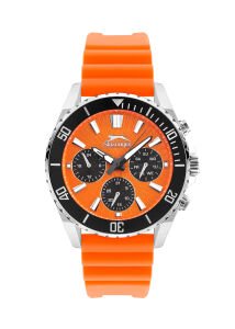 Slazenger 44mm Spor Kol Saati | Turuncu Silikon Kordon, Multifonksiyon, 5 ATM