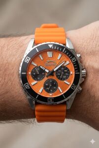 Slazenger 44mm Spor Kol Saati | Turuncu Silikon Kordon, Multifonksiyon, 5 ATM