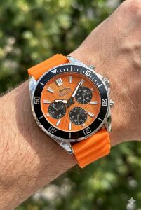 Slazenger 44mm Spor Kol Saati | Turuncu Silikon Kordon, Multifonksiyon, 5 ATM