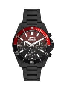 Slazenger 44mm Siyah Erkek Kol Saati | Siyah Çelik Kordon, Multifonksiyon, Mineral Cam, 5 ATM