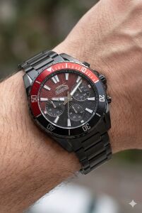 Slazenger 44mm Siyah Erkek Kol Saati | Siyah Çelik Kordon, Multifonksiyon, Mineral Cam, 5 ATM