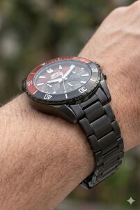 Slazenger 44mm Siyah Erkek Kol Saati | Siyah Çelik Kordon, Multifonksiyon, Mineral Cam, 5 ATM