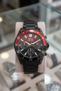 Slazenger 44mm Siyah Erkek Kol Saati | Siyah Çelik Kordon, Multifonksiyon, Mineral Cam, 5 ATM