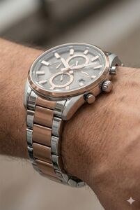 Slazenger 42mm Silver Rose Gold Erkek Kol Saati | Çelik Kordon, Multifonksiyon, 10ATM