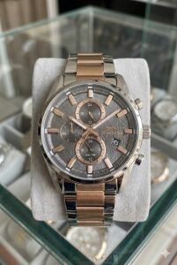 Slazenger 42mm Silver Rose Gold Erkek Kol Saati | Çelik Kordon, Multifonksiyon, 10ATM