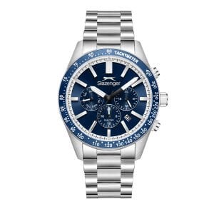 Slazenger Dual Time, Mavi Kadran Erkek Kol Saati | 42mm, Çelik Kordon, Mineral Cam, 10ATM