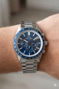 Slazenger Dual Time, Mavi Kadran Erkek Kol Saati | 42mm, Çelik Kordon, Mineral Cam, 10ATM