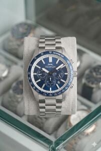 Slazenger Dual Time, Mavi Kadran Erkek Kol Saati | 42mm, Çelik Kordon, Mineral Cam, 10ATM