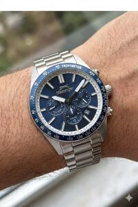 Slazenger Dual Time, Mavi Kadran Erkek Kol Saati | 42mm, Çelik Kordon, Mineral Cam, 10ATM