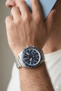 Slazenger Dual Time, Mavi Kadran Erkek Kol Saati | 42mm, Çelik Kordon, Mineral Cam, 10ATM