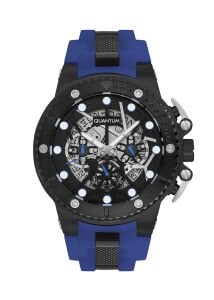 Quantum Kronograf Mavi Erkek Kol Saati | Paslanmaz Çelik Kasa, Mavi Silikon Kordon,  Safir Cam, 10 ATM