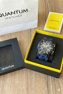 Quantum Kronograf Mavi Erkek Kol Saati | Paslanmaz Çelik Kasa, Mavi Silikon Kordon,  Safir Cam, 10 ATM