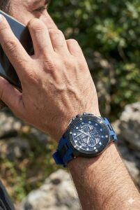 Quantum Kronograf Mavi Erkek Kol Saati | Paslanmaz Çelik Kasa, Mavi Silikon Kordon,  Safir Cam, 10 ATM