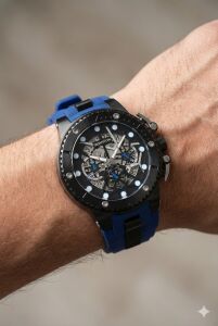 Quantum Kronograf Mavi Erkek Kol Saati | Paslanmaz Çelik Kasa, Mavi Silikon Kordon,  Safir Cam, 10 ATM