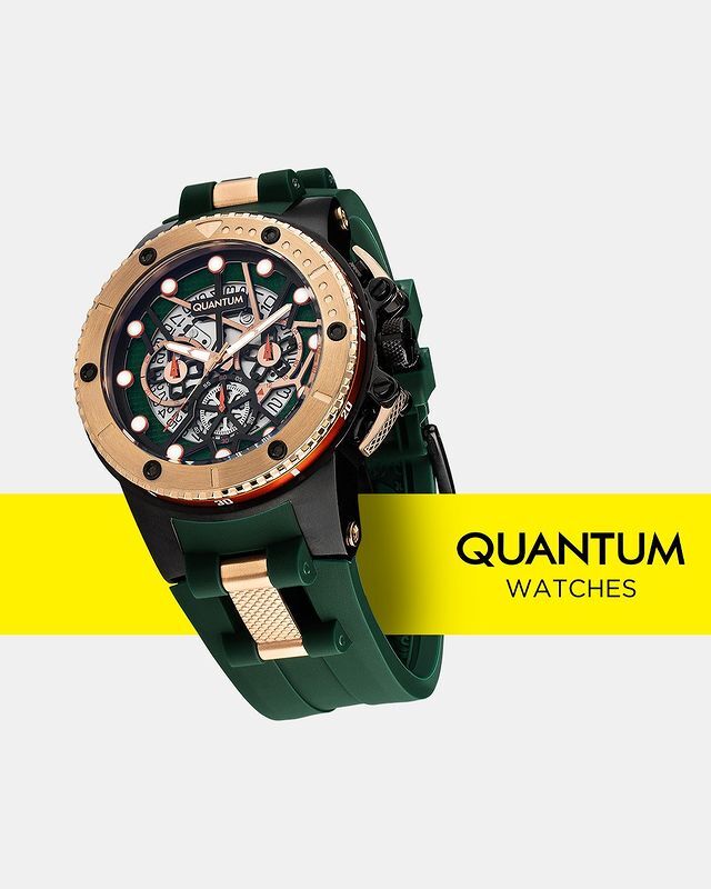 Quantum 50mm, Yeşil Erkek Kol Saati | Paslanmaz Çelik Kasa, Safir Cam, Kronograf, 10ATM