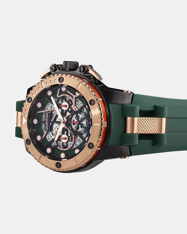 Quantum 50mm, Yeşil Erkek Kol Saati | Paslanmaz Çelik Kasa, Safir Cam, Kronograf, 10ATM