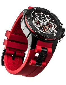 Quantum 50mm, Kronograf Erkek Kol Saati | Safir Cam, Kırmızı Silikon Kordon, 10ATM