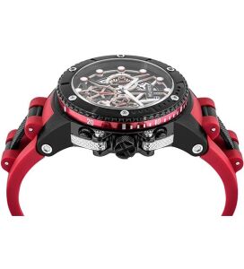 Quantum 50mm, Kronograf Erkek Kol Saati | Safir Cam, Kırmızı Silikon Kordon, 10ATM