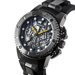 Quantum Erkek Kol Saati | 50mm, Safir Cam, Kronograf, 10ATM – Sarı Kordon Hediyeli