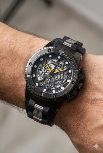 Quantum Erkek Kol Saati | 50mm, Safir Cam, Kronograf, 10ATM – Sarı Kordon Hediyeli