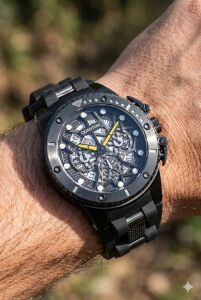 Quantum Erkek Kol Saati | 50mm, Safir Cam, Kronograf, 10ATM – Sarı Kordon Hediyeli