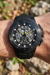 Quantum Erkek Kol Saati | 50mm, Safir Cam, Kronograf, 10ATM – Sarı Kordon Hediyeli