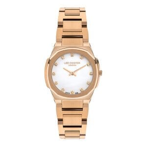 Lee Cooper Zarif Kadın Kol Saati | Pembe Altın Çelik Kordonlu, Beyaz Kadran, 31mm