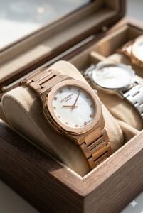 Lee Cooper Zarif Kadın Kol Saati | Pembe Altın Çelik Kordonlu, Beyaz Kadran, 31mm