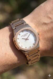 Lee Cooper Zarif Kadın Kol Saati | Pembe Altın Çelik Kordonlu, Beyaz Kadran, 31mm