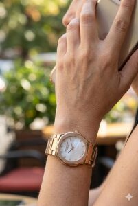 Lee Cooper Zarif Kadın Kol Saati | Pembe Altın Çelik Kordonlu, Beyaz Kadran, 31mm