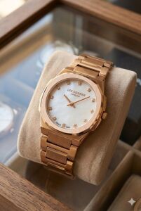 Lee Cooper Zarif Kadın Kol Saati | Pembe Altın Çelik Kordonlu, Beyaz Kadran, 31mm